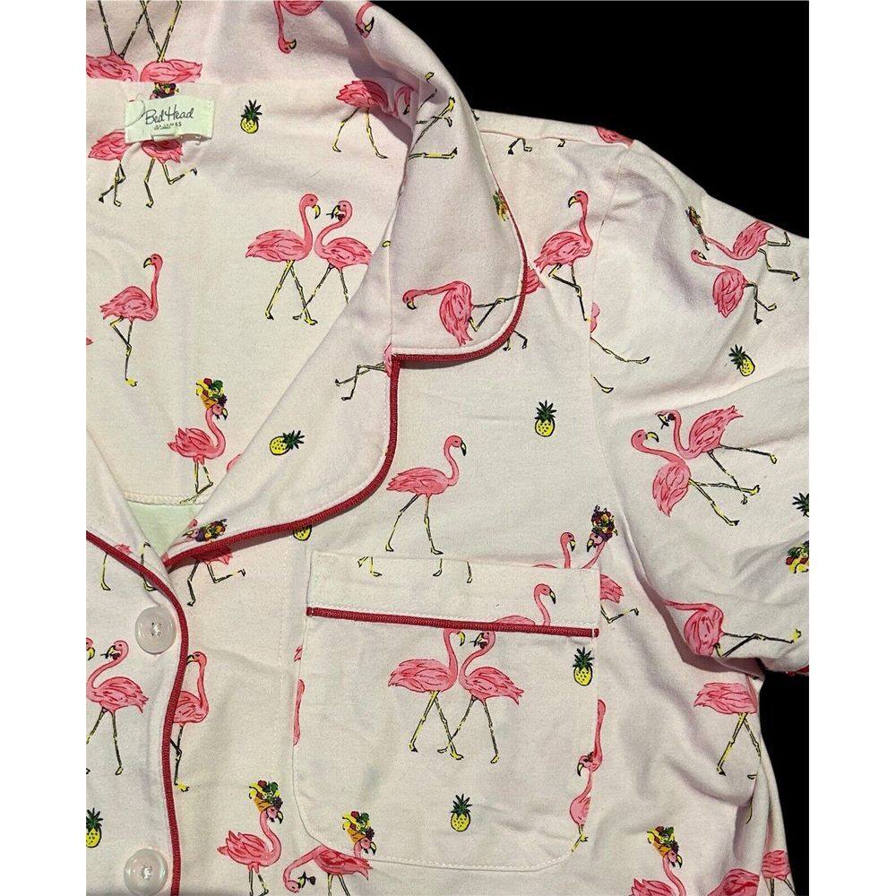 Bed Head Pajama Top Flamingo Womens Sz Small Organic Cotton Bedhead *Top Only